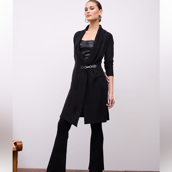 New York & Company Sweaters - NWT NY&Co. Shawl-Neck Buckle-Waist Tunic Duster Cardigan